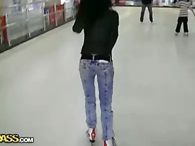 Sexy girl picked up on a skate rink